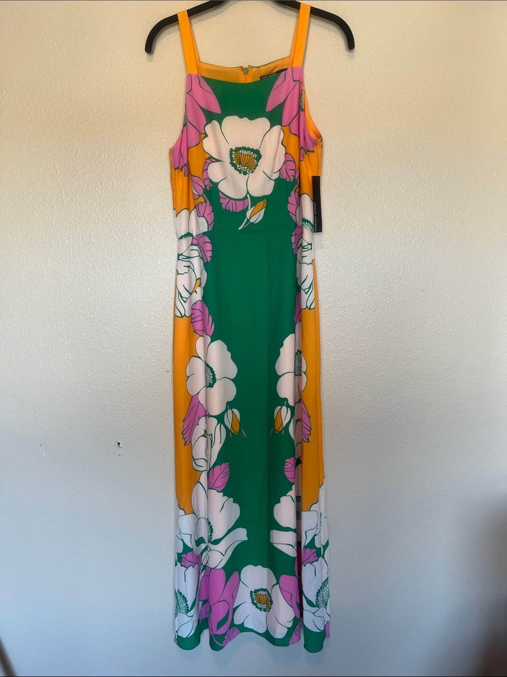 Maggy London Green, Yellow & Pink Floral Maxi Dress